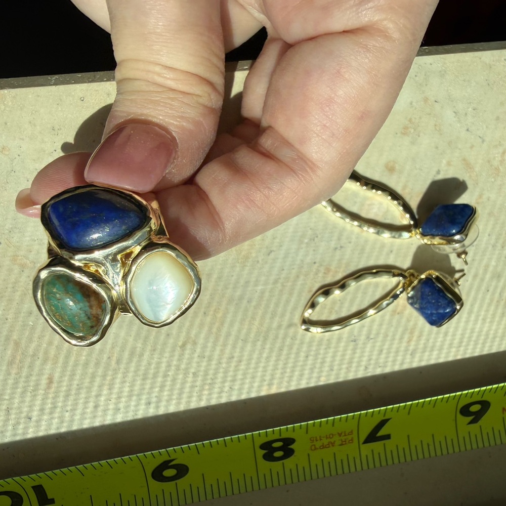 Gold Genuine Multi-Stone Statement Ring With Pear… - image 2